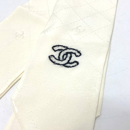 CHANEL scarf silk white COCO Mark Matrasse Women
