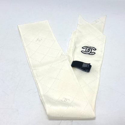 CHANEL scarf silk white COCO Mark Matrasse Women