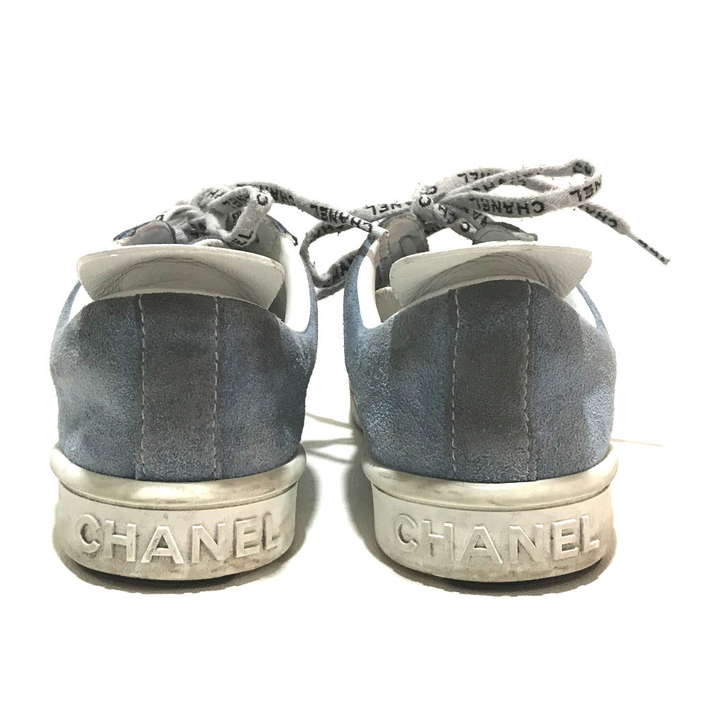 CHANEL sneakers G34085 X51128 suede Light blue typex white 19C logo shoelaces Women 38