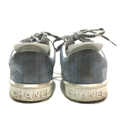 CHANEL sneakers G34085 X51128 suede Light blue typex white 19C logo shoelaces Women 38
