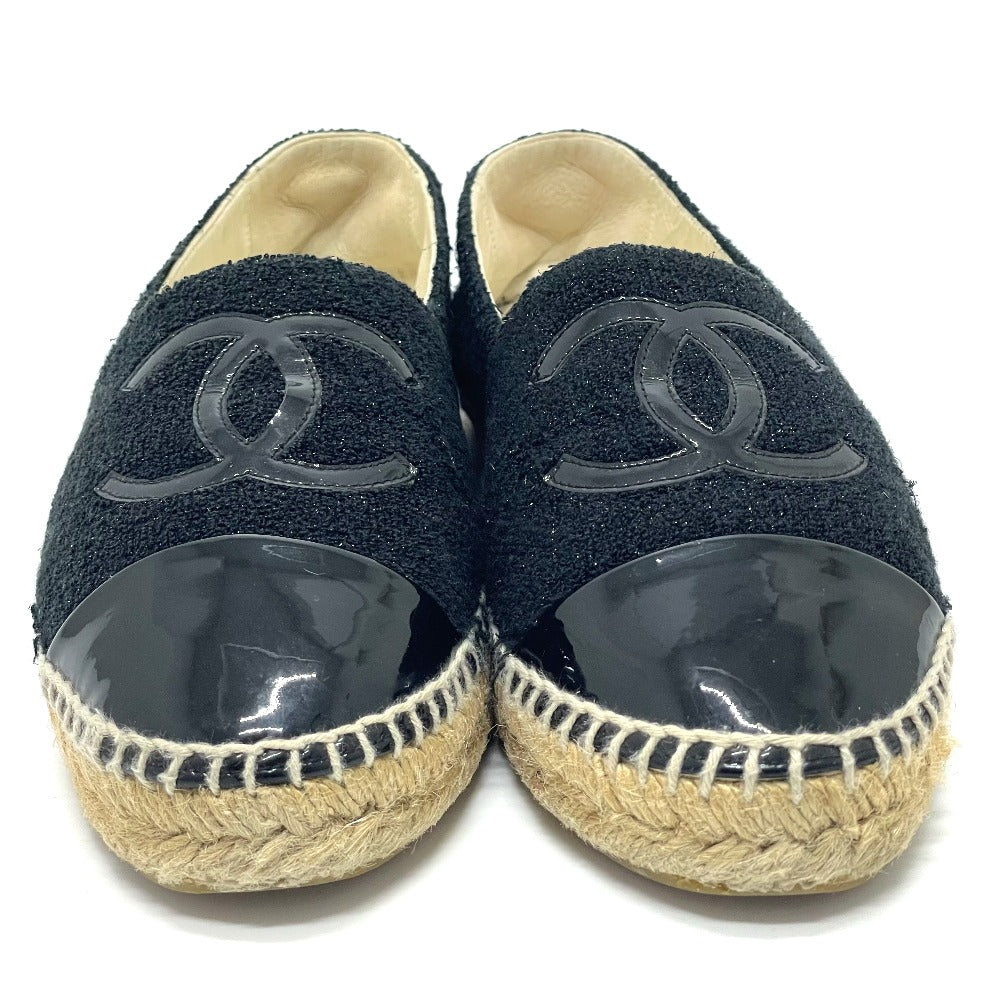 CHANEL Slip-on G29762 Tweed, Patent Leather black CCCOCO Mark Espadrille Women 39