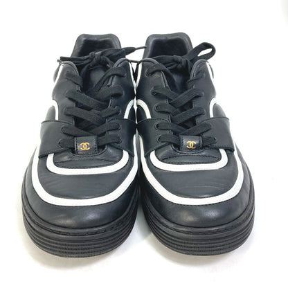 CHANEL sneakers G35063 leather black By color logo Women 40