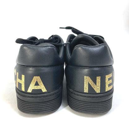 CHANEL sneakers G35063 leather black By color logo Women 40