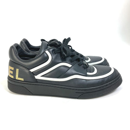 CHANEL sneakers G35063 leather black By color logo Women 40