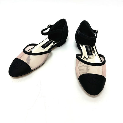 CHANEL pumps G37503 mesh black 21S Merry Jane Women 37 1/2
