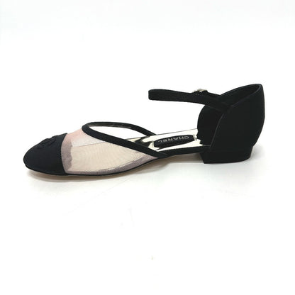 CHANEL pumps G37503 mesh black 21S Merry Jane Women 37 1/2