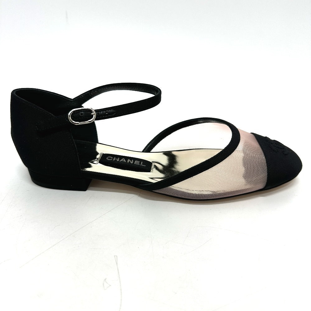 CHANEL pumps G37503 mesh black 21S Merry Jane Women 37 1/2
