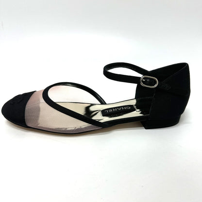 CHANEL pumps G37503 mesh black 21S Merry Jane Women 37 1/2