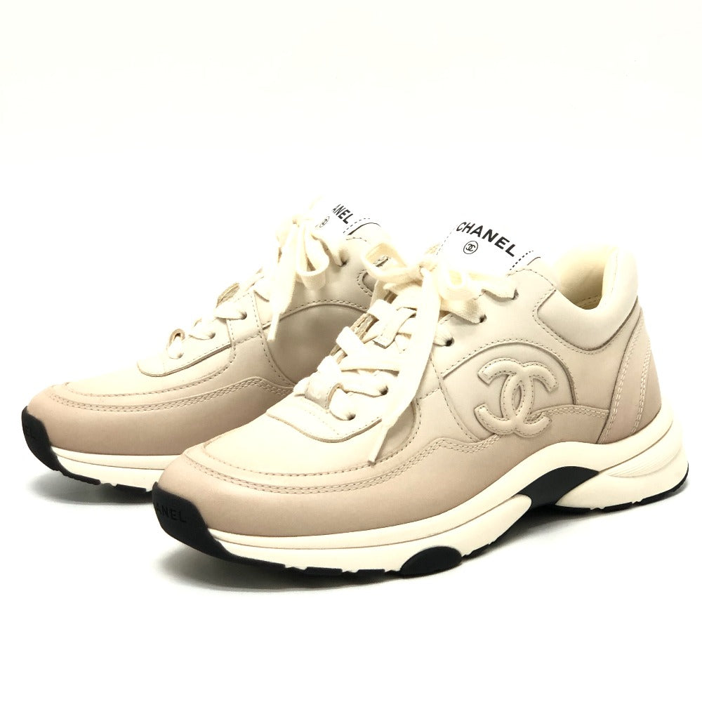 CHANEL sneakers G46086 leather beige 24K COCO Mark Gradation 36