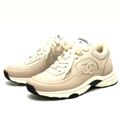 CHANEL sneakers G46086 leather beige 24K COCO Mark Gradation 36