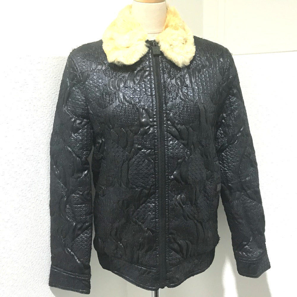CHANEL Blouson Polyester, Cotton (1149), Microfiber (1865), ABS (1201), Acrylic (1767), Polyester (1168), PVC (1178), Stainless steel, Orirag fur Metallic black With fur 08A Women 38