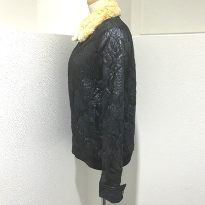 CHANEL Blouson Polyester, Cotton (1149), Microfiber (1865), ABS (1201), Acrylic (1767), Polyester (1168), PVC (1178), Stainless steel, Orirag fur Metallic black With fur 08A Women 38