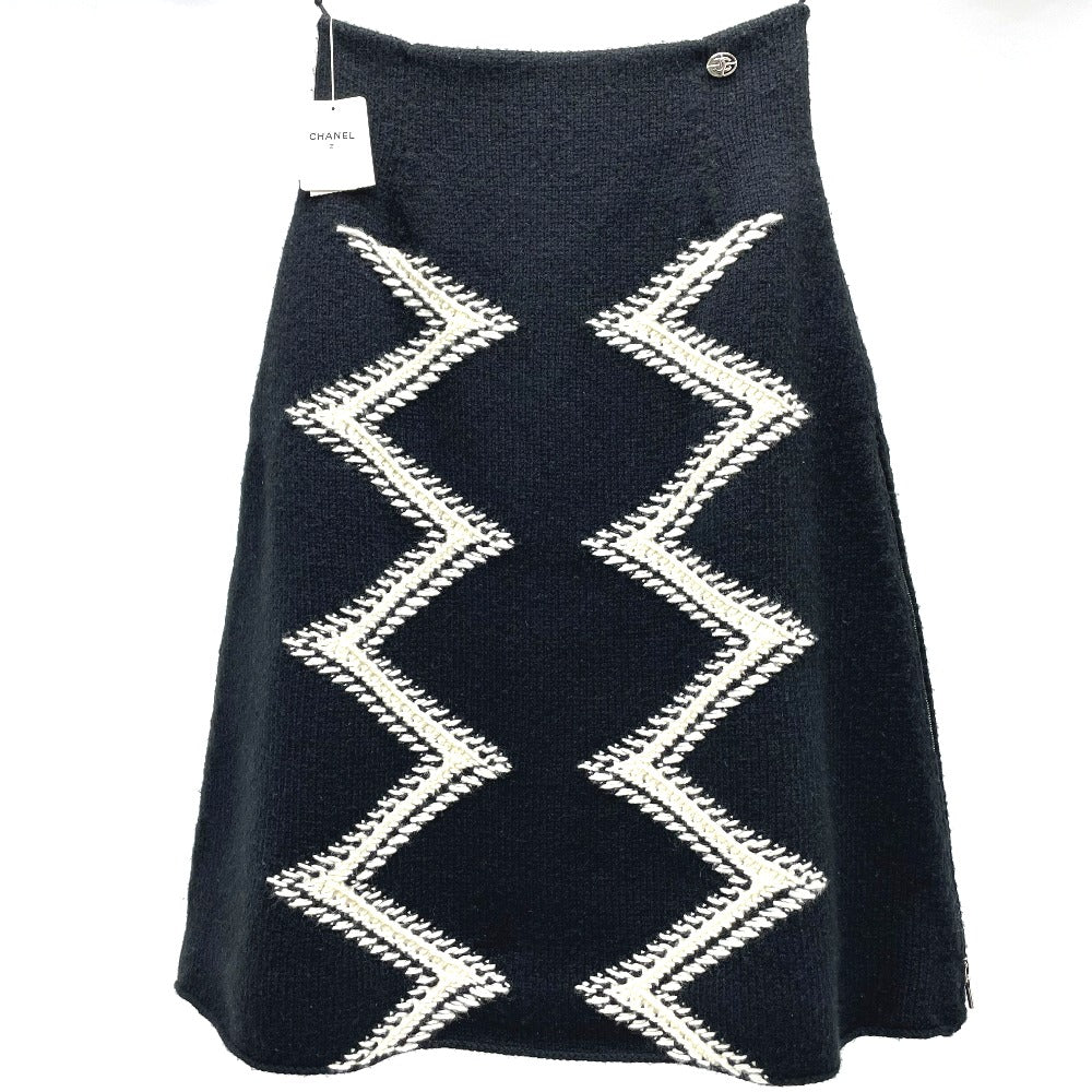 CHANEL skirt P55435K07229 Wool / cashmere black 16K Side double zip Women 34