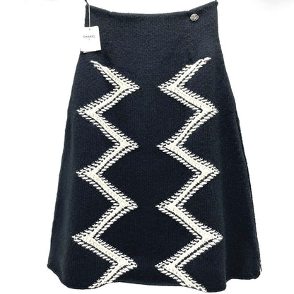 CHANEL skirt P55435K07229 Wool / cashmere black 16K Side double zip Women 34