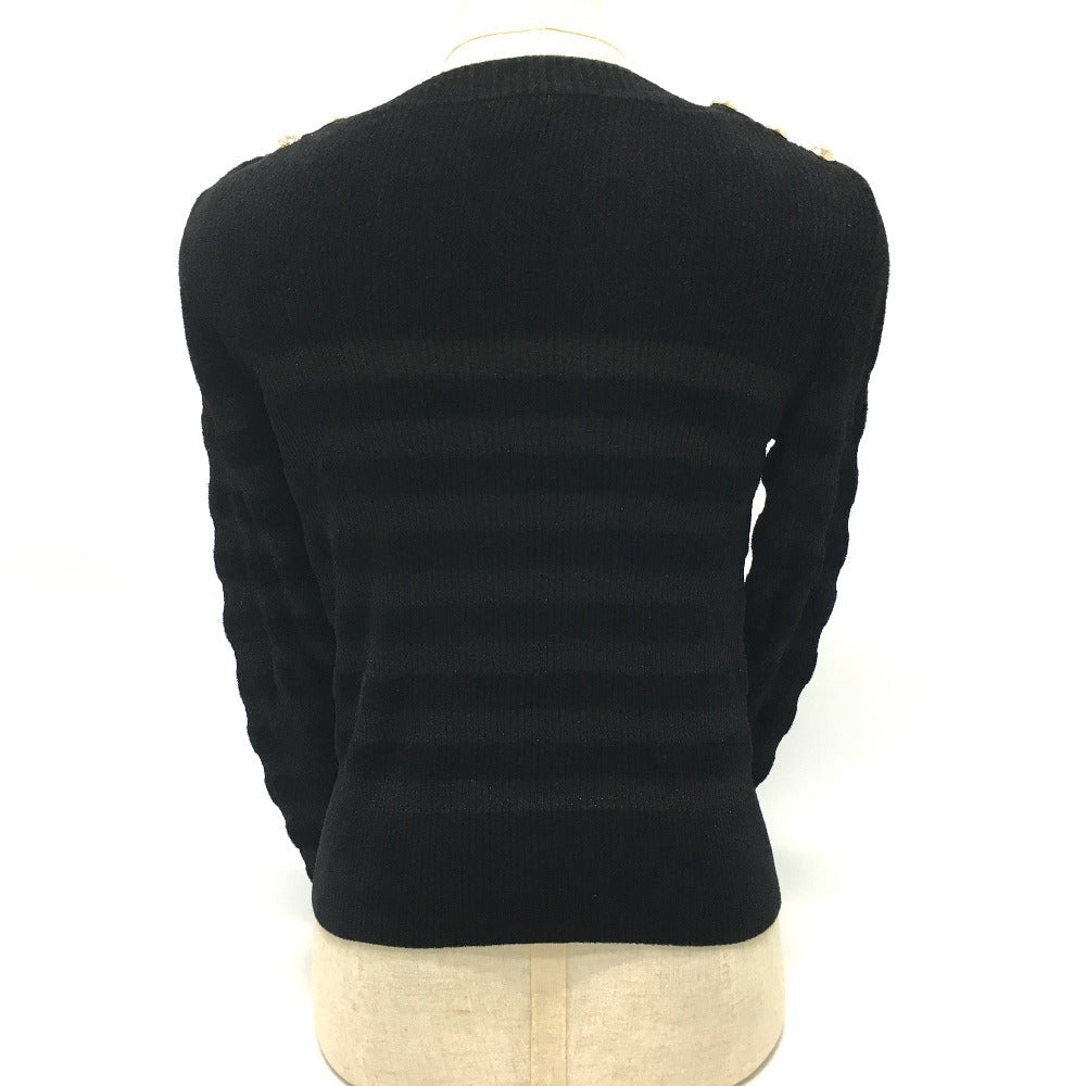 CHANEL sweater P65620 Rayon, Nylon black Border Pattern Bullover Women 34