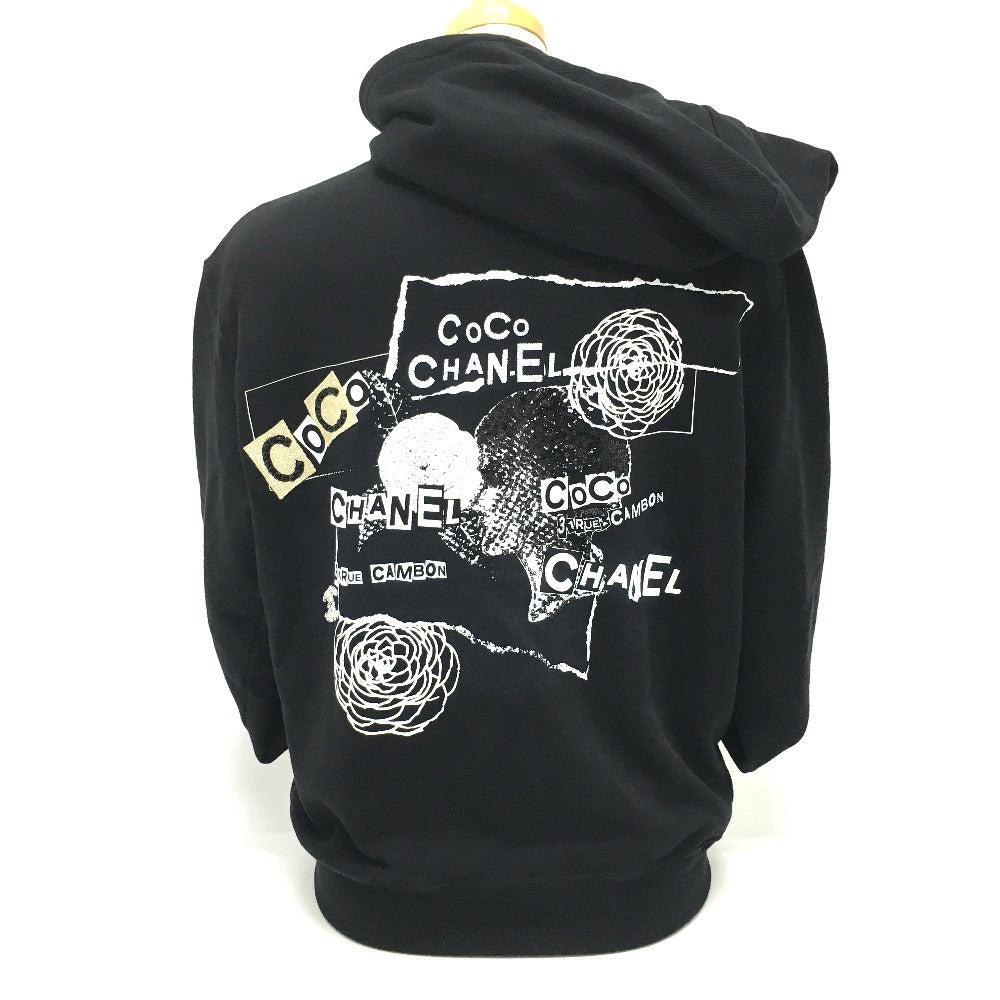 CHANEL Hoodie P63299 Cotton, Sequins black Graffiti CC logo 20P Sweatshirt Long Sleeve Women XS