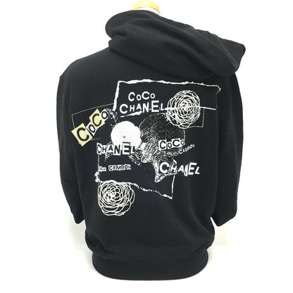 CHANEL Hoodie P63299 Cotton, Sequins black Graffiti CC logo 20P Sweatshirt Long Sleeve Women XS