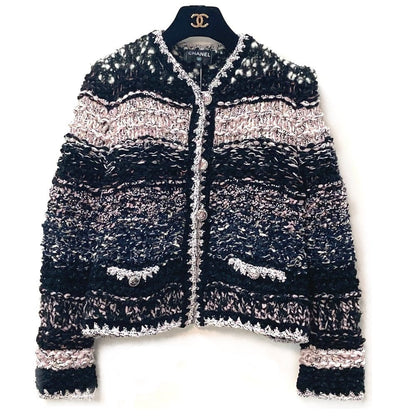 CHANEL Jacket P73552 Wool, Polyester multicolor CC COCO Mark Tweed Pearl Women 34