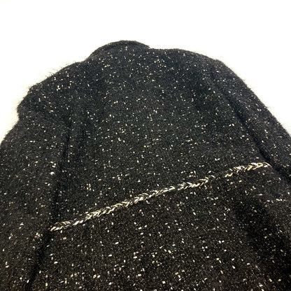 CHANEL coat P73115 Nylon, Cotton black lame tweed Matelasse COCO Mark Button Women 34