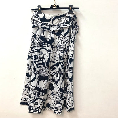CHANEL skirt P71863 silk white CC COCO Mark Camellia all over pattern icon 34