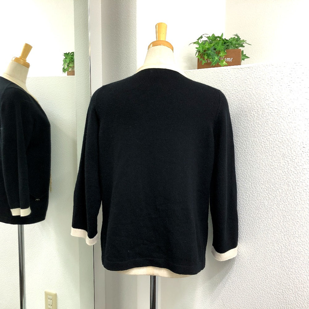 CHANEL cardigan P40668 knit black Bicolor Chain COCO Button Women 38