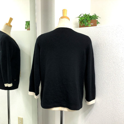 CHANEL cardigan P40668 knit black Bicolor Chain COCO Button Women 38