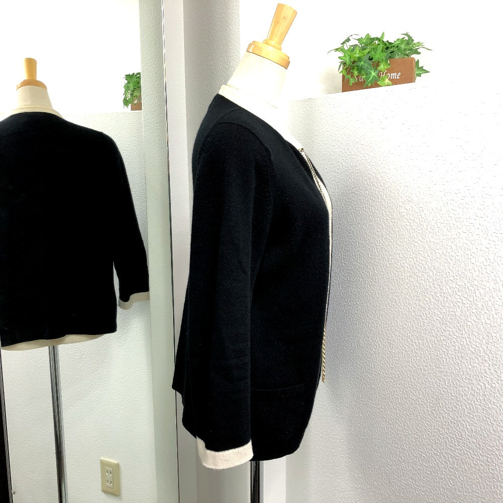 CHANEL cardigan P40668 knit black Bicolor Chain COCO Button Women 38