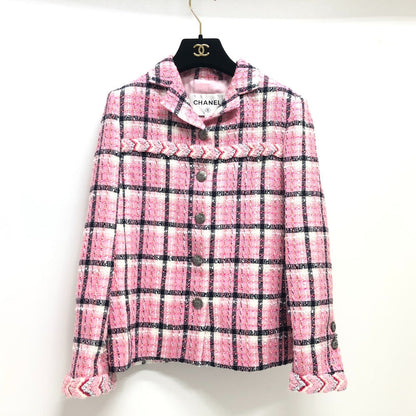 CHANEL Jacket P77302 tweed pink 24S COCO Mark button Women 34