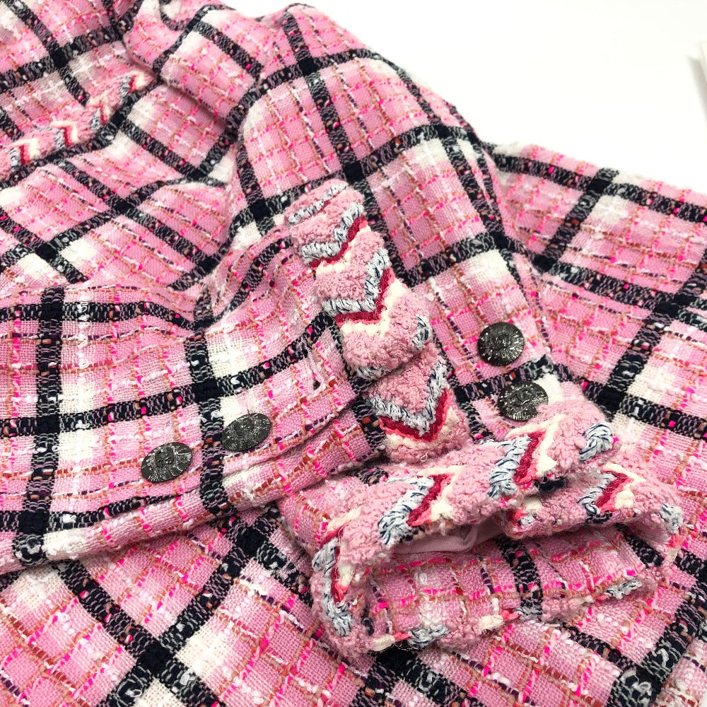 CHANEL Jacket P77302 tweed pink 24S COCO Mark button Women 34