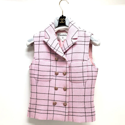 CHANEL Vest P77266 tweed pink 24S tweed Women 34