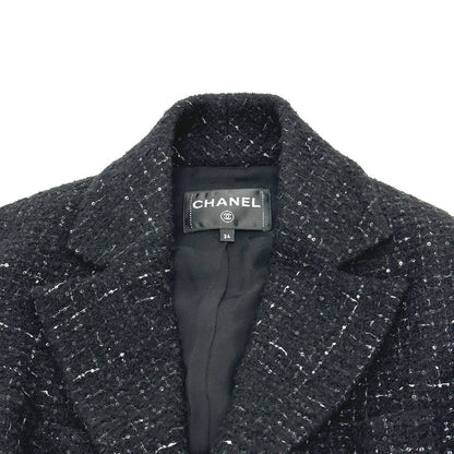 CHANEL Jacket P78012 tweed black 24B Glitter Tweed 34