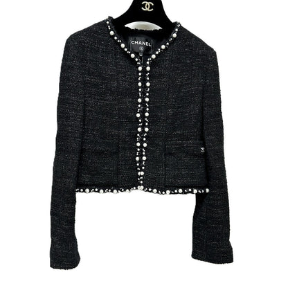 CHANEL Jacket P78982 tweed black Spring/Summer 2025 Pre-Collection Tweed & Pearls Women 34
