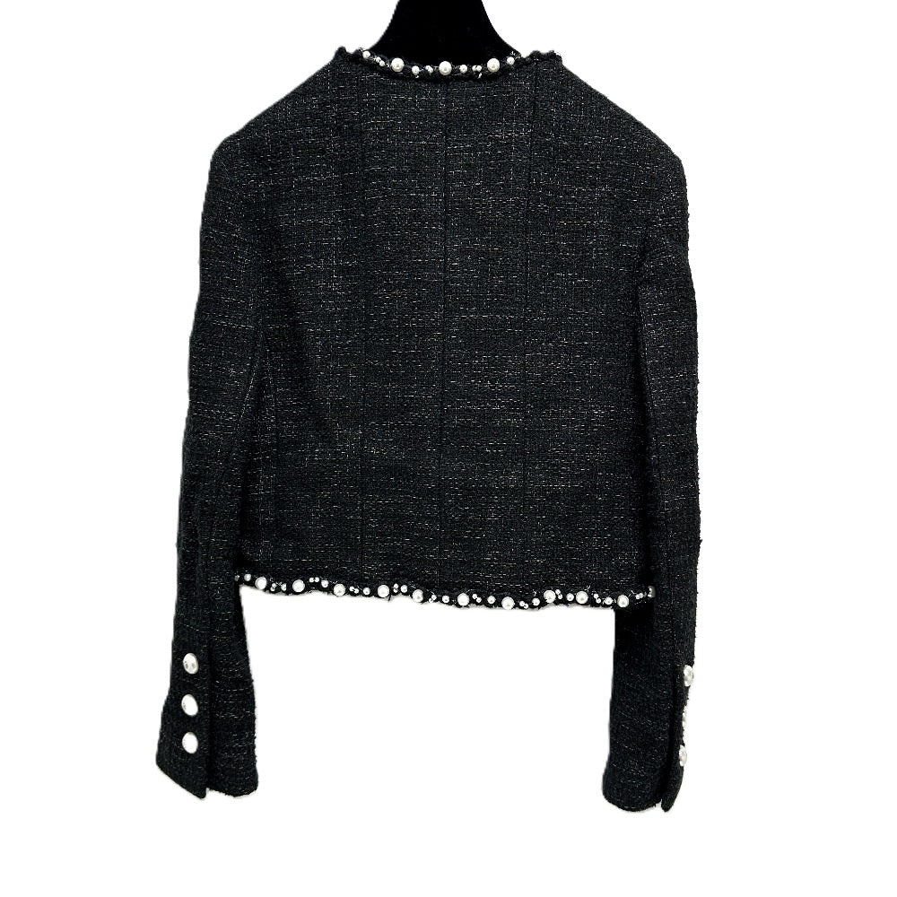 CHANEL Jacket P78982 tweed black Spring/Summer 2025 Pre-Collection Tweed & Pearls Women 34
