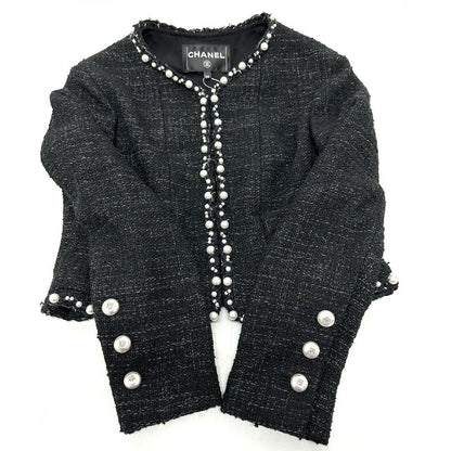 CHANEL Jacket P78982 tweed black Spring/Summer 2025 Pre-Collection Tweed & Pearls Women 34