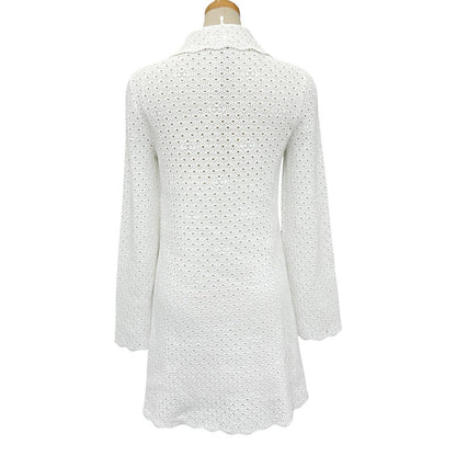CHANEL one piece P76856K11051 cotton white COCO Mark Clover Lace Women 34