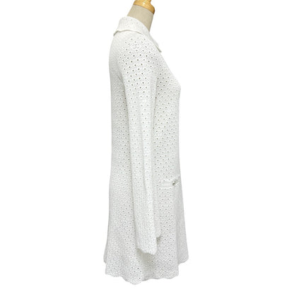 CHANEL one piece P76856K11051 cotton white COCO Mark Clover Lace Women 34