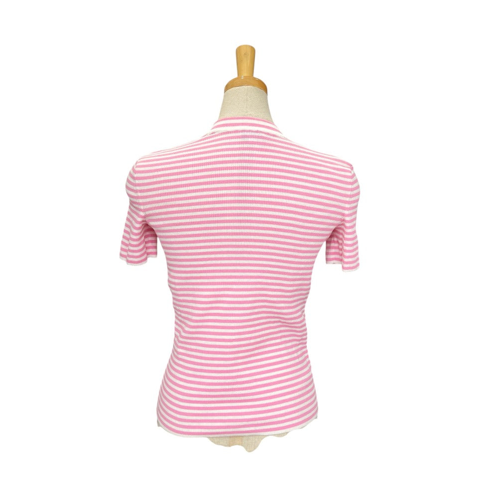 CHANEL Short sleeve shirt P76521K10998 cotton pink border 34