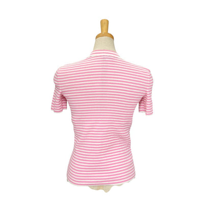 CHANEL Short sleeve shirt P76521K10998 cotton pink border 34