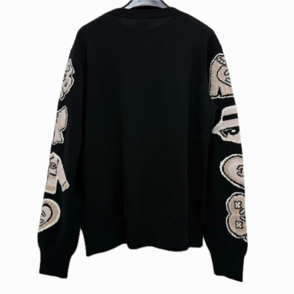 CHANEL sweater P80299 cashmere black 25B Street COCO Mark Ribbon Heart 34