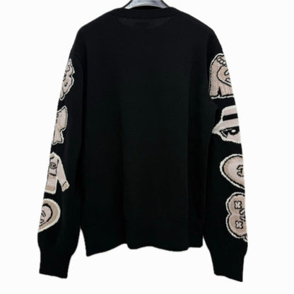 CHANEL sweater P80299 cashmere black 25B Street COCO Mark Ribbon Heart 34