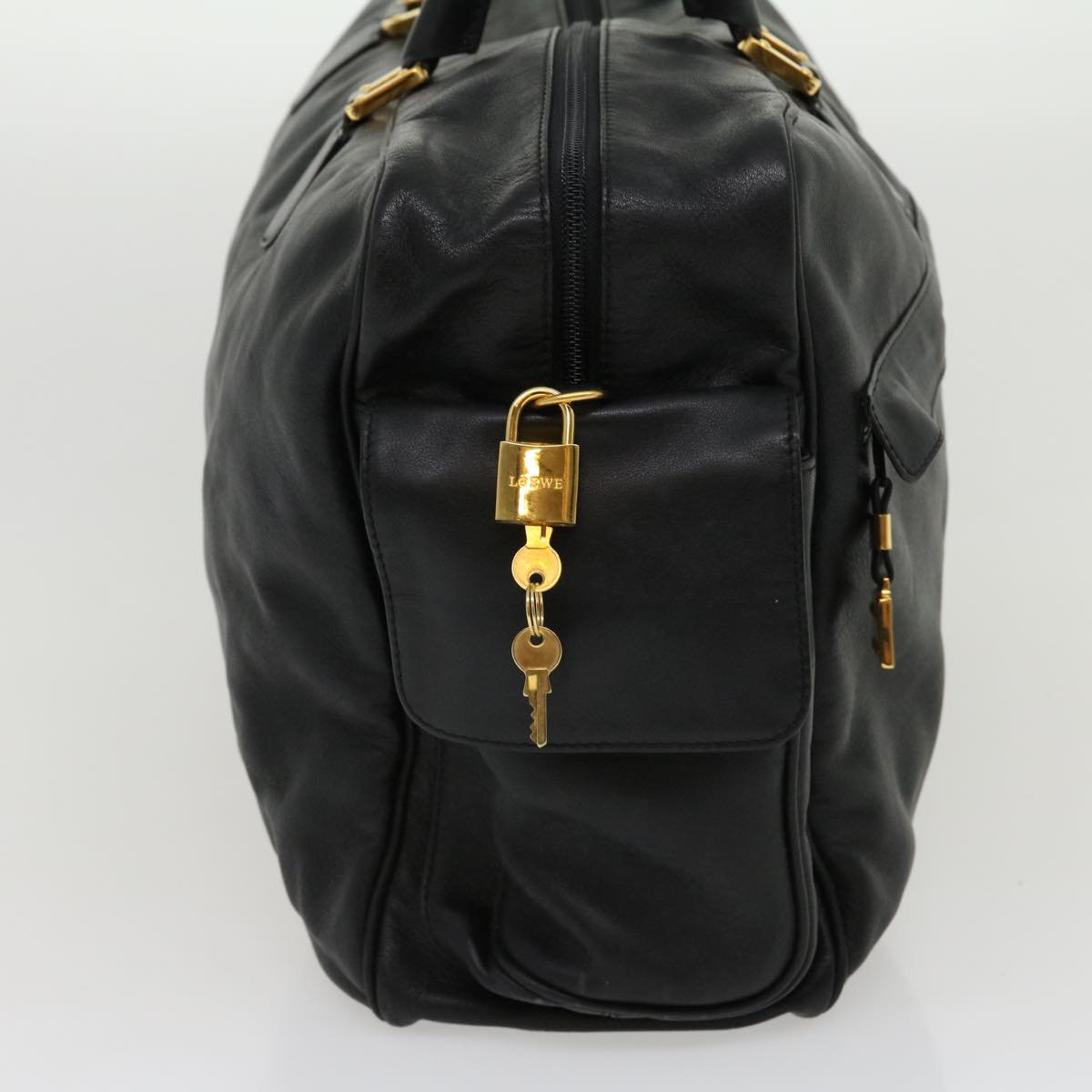 Luxury CELINE Boston Bag Leather Black  30966