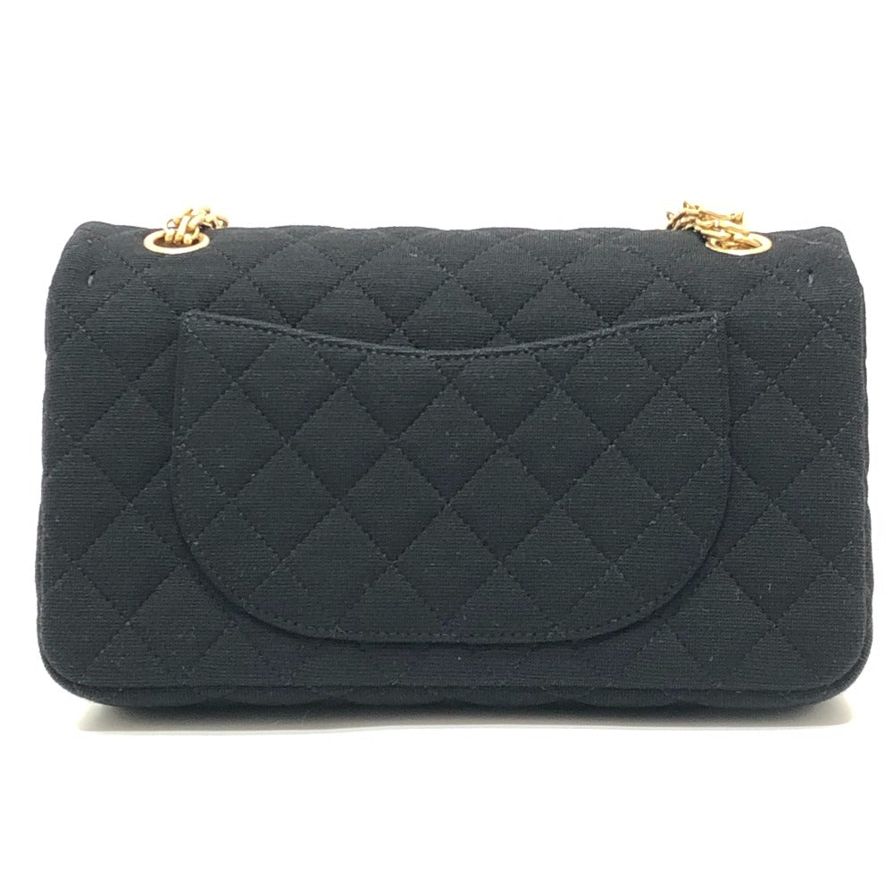 CHANEL Shoulder Bag leather black Matrasse 25 2.55 Coco Chanel message motif
