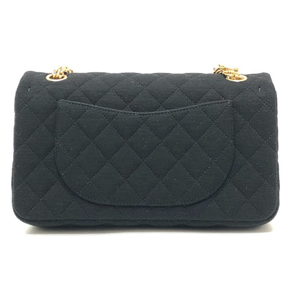 CHANEL Shoulder Bag leather black Matrasse 25 2.55 Coco Chanel message motif