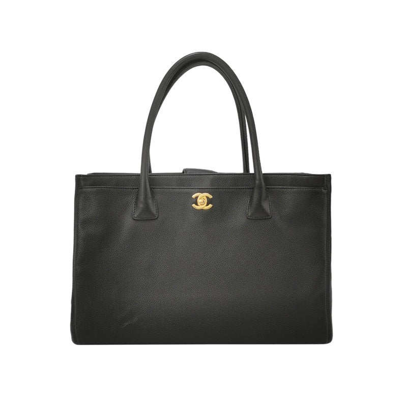 Chanel Cerf Executive Black Caviar Leather Handbag Gold Hardware