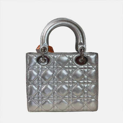 Lady Dior Small My Abcdior Cannage Leather Silver