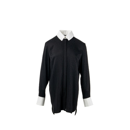 Chanel 21k Size 36 cc logo printed Tunic / Shirt Silk Black/White