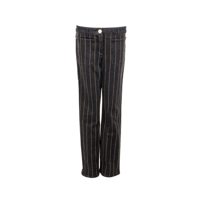 Chanel size 40 gold striped jeans pants cotton/elastane black