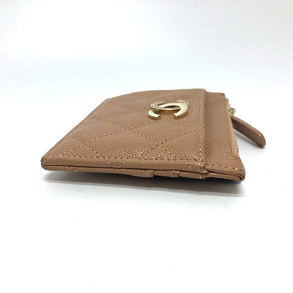 CHANEL Folded wallet Caviar skin beige COCO Mark Matrasse Women