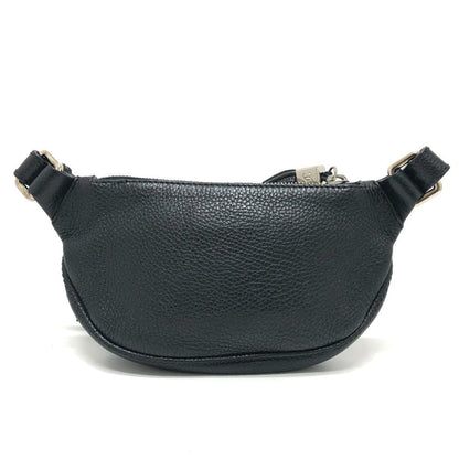 CHANEL Shoulder Bag Calf leather black logo fringe