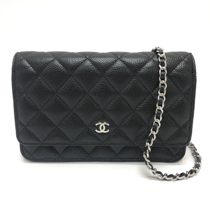 CHANEL Shoulder Bag AP0250 Caviar skin black Long Wallet Purse COCO Mark